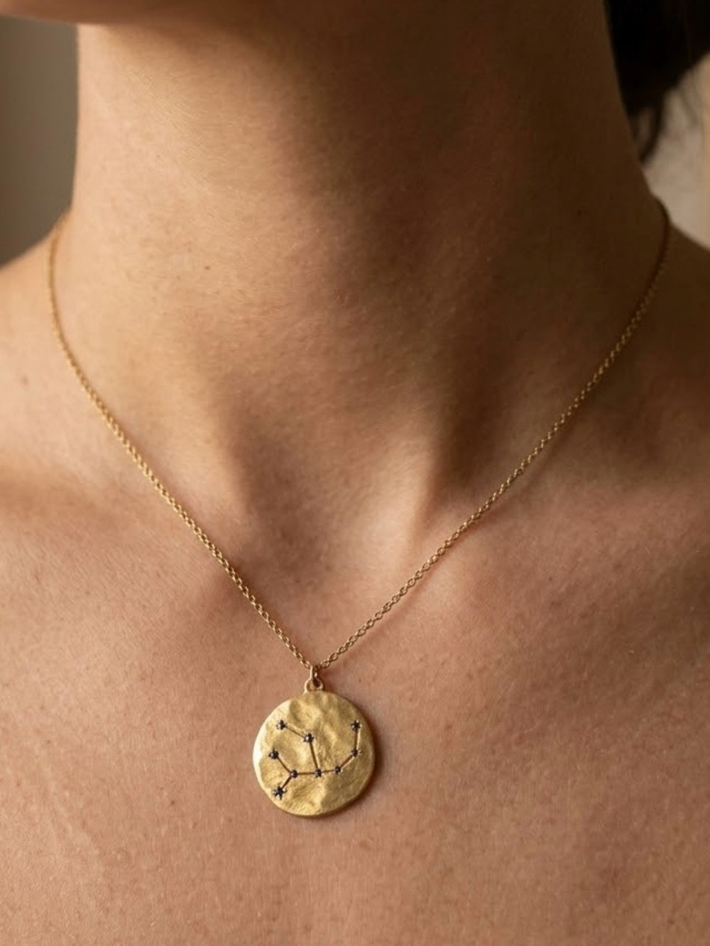 Virgo Zodiac Constellation Brass Coin Pendant Necklace⁠
